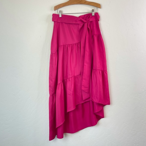 Eliza J Asymmetrical Ruffle Tie-Front Midi Skirt - Picture 3 of 14